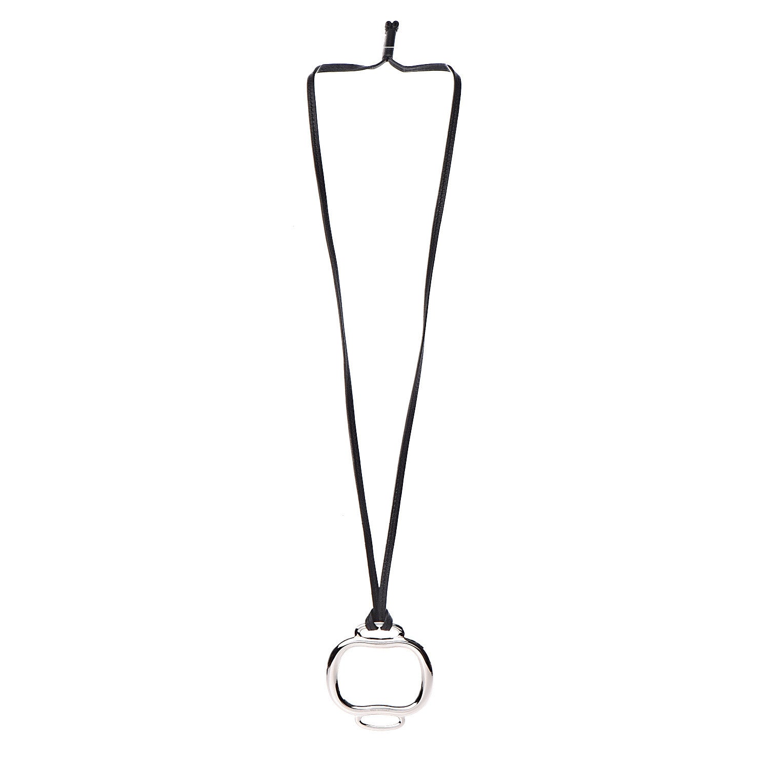 Hermes Swift Palladium Bouclerie Pendant Necklace Black 3 of 4