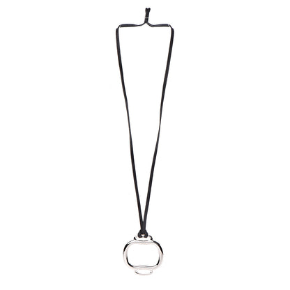 Hermes Swift Palladium Bouclerie Pendant Necklace Black 3 of 4