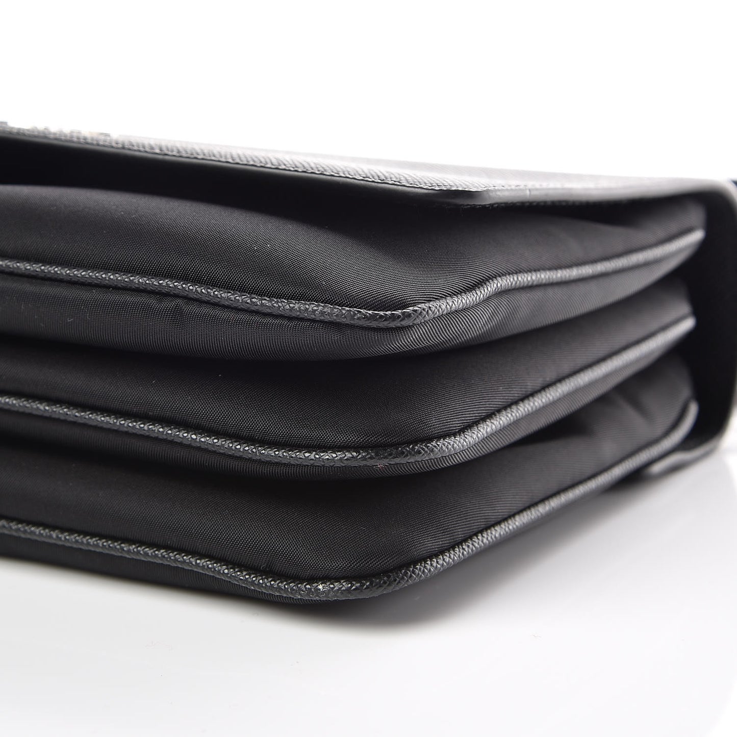 Saffiano Tessuto Nylon Chain Shoulder Bag Black