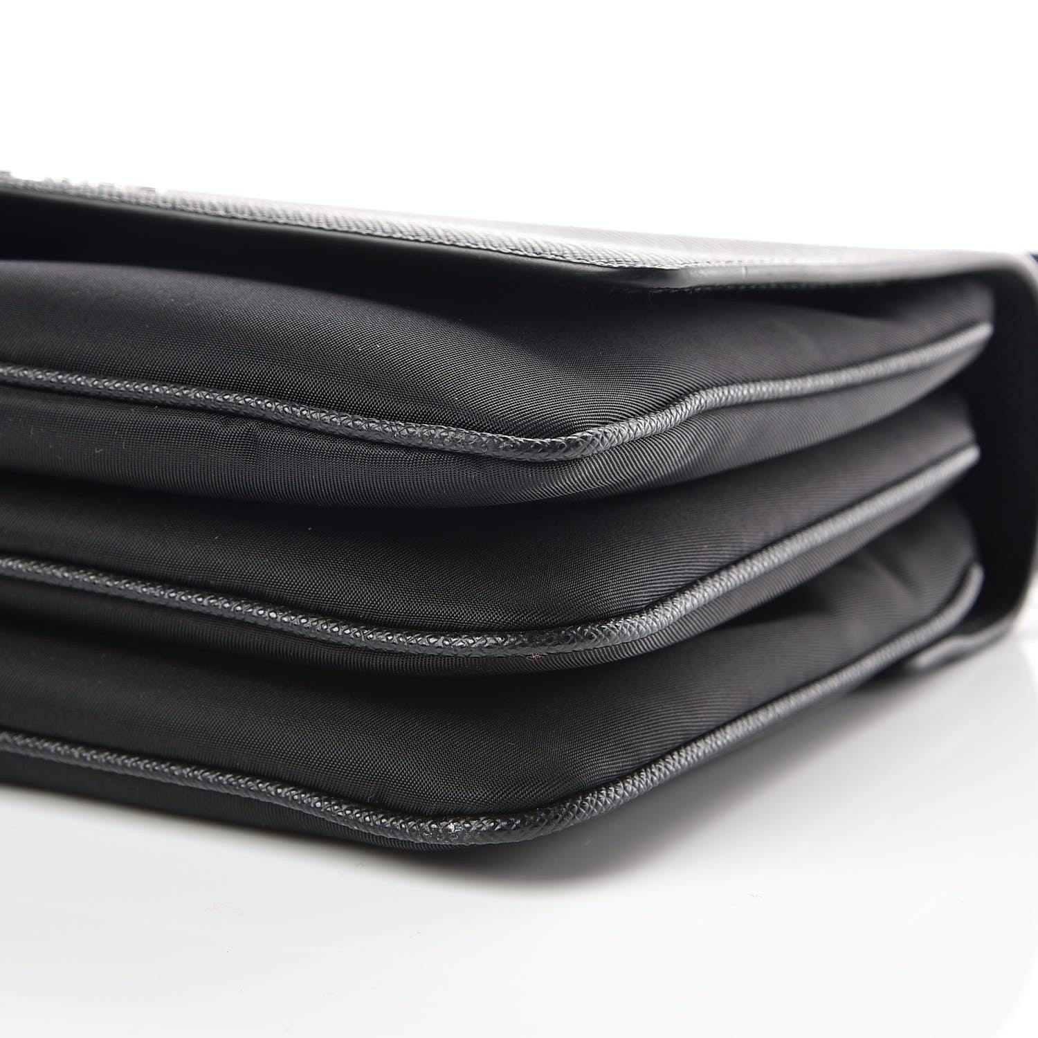 Prada Saffiano Tessuto Nylon Chain Shoulder Bag Black 6 of 9