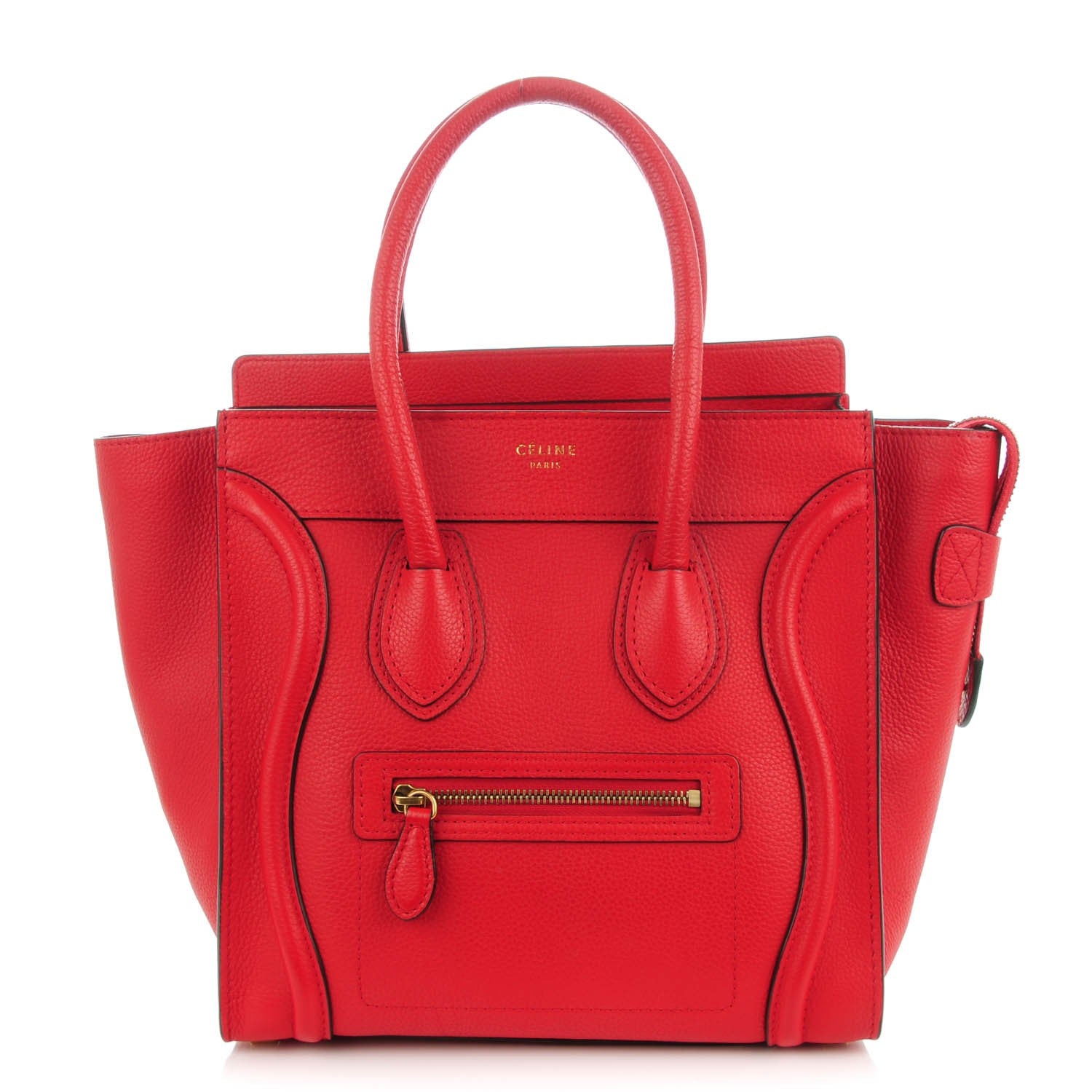 Celine Drummed Calfskin Micro Luggage Coquelicot 1 of 8