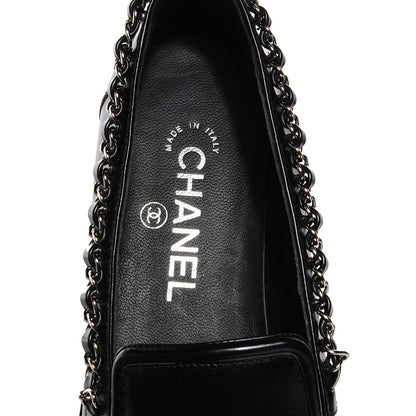 Chanel Leather Chain Loafers 36.5 Black 9 of 10