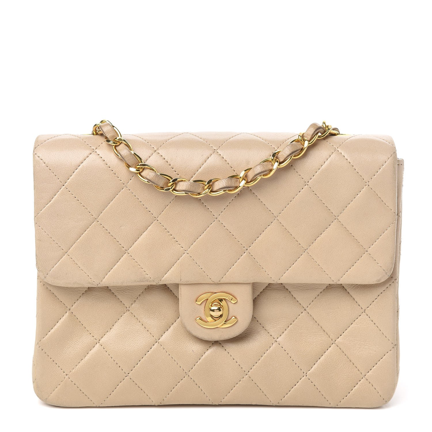 Chanel Lambskin Quilted Mini Square Flap Beige 1 of 12