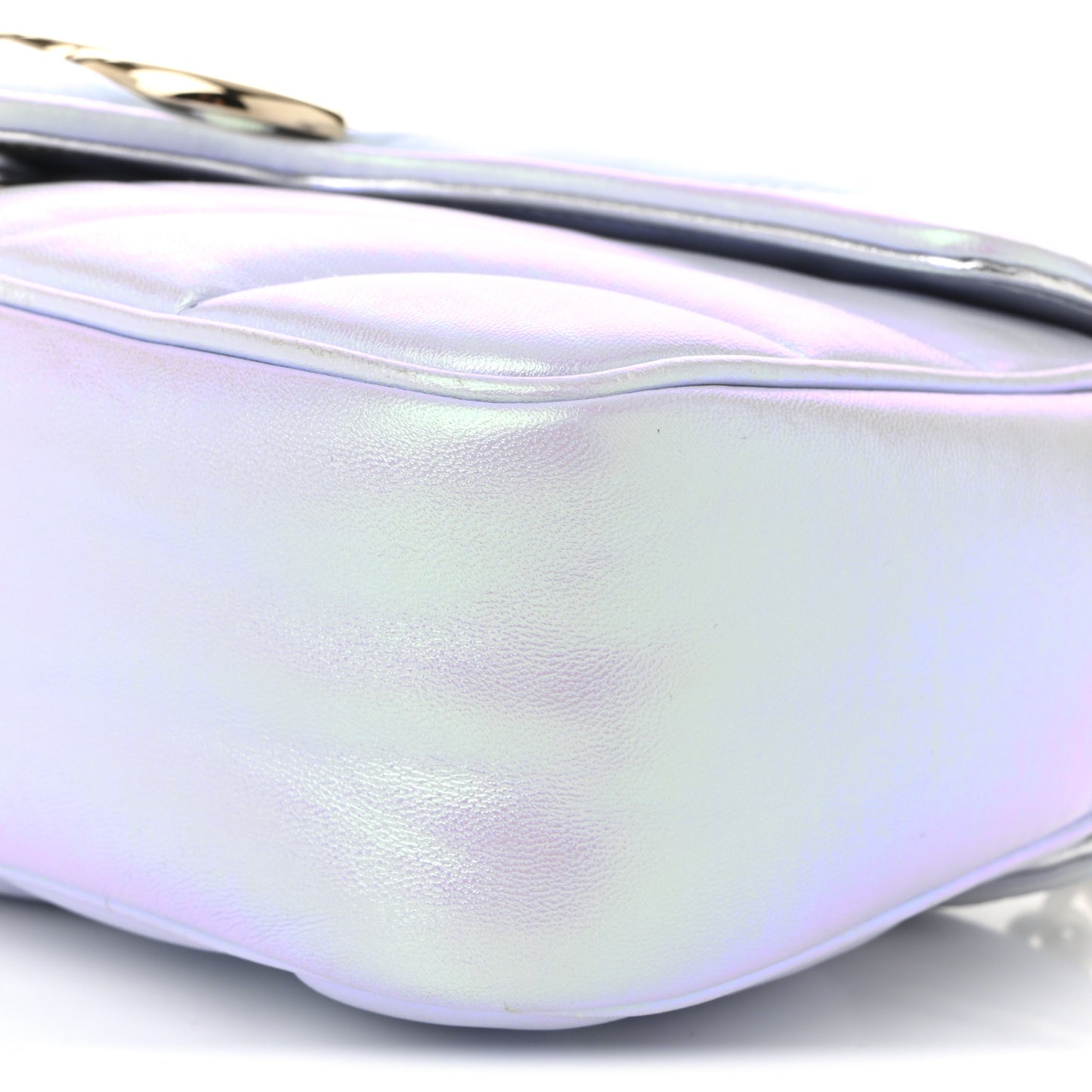 Iridescent Nappa Chevron Matelasse Small GG Marmont Shoulder Bag Iridescent Snow Light Blue