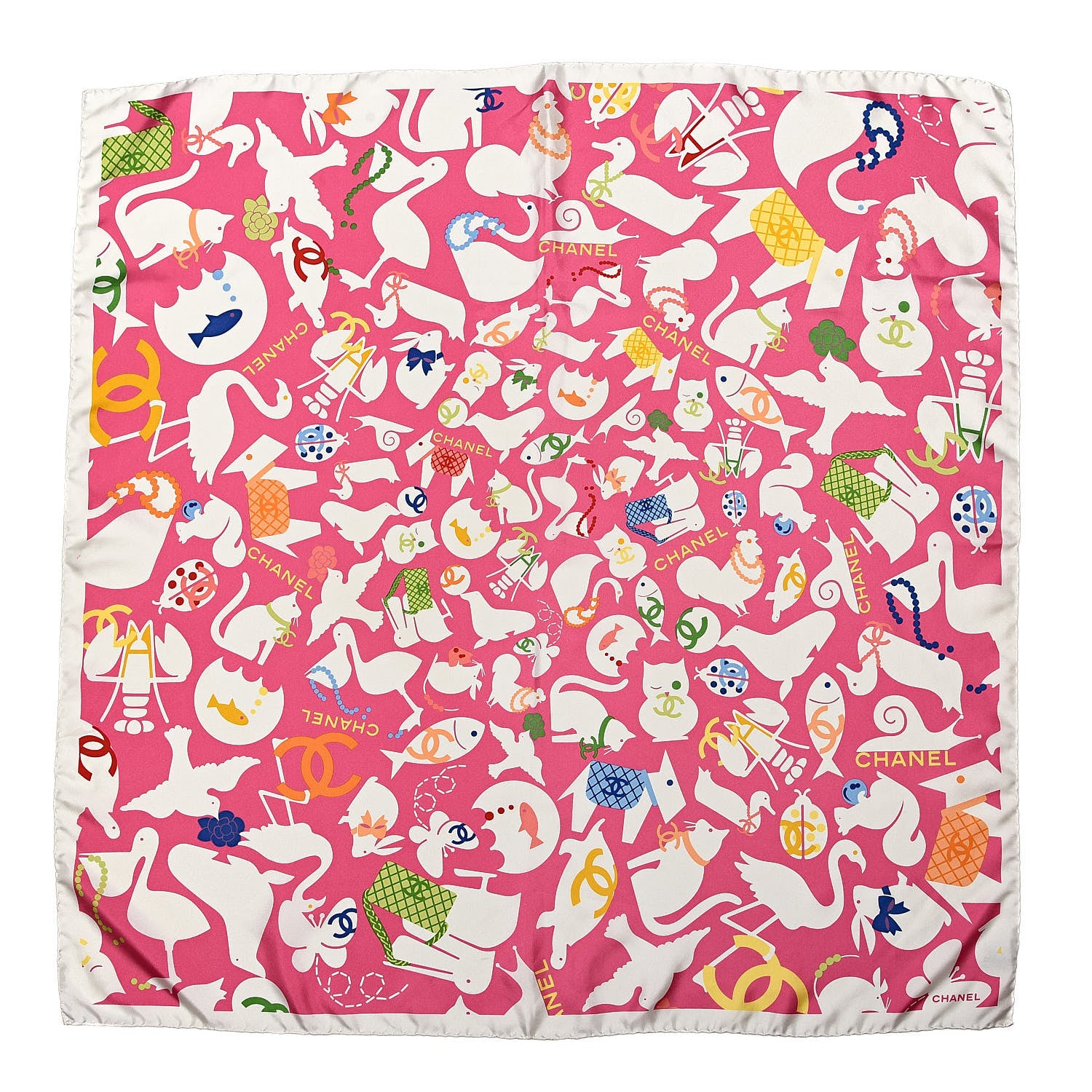 Chanel Silk CC Logo Animal Scarf Pink 1 of 4