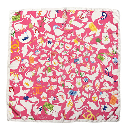 Chanel Silk CC Logo Animal Scarf Pink 1 of 4