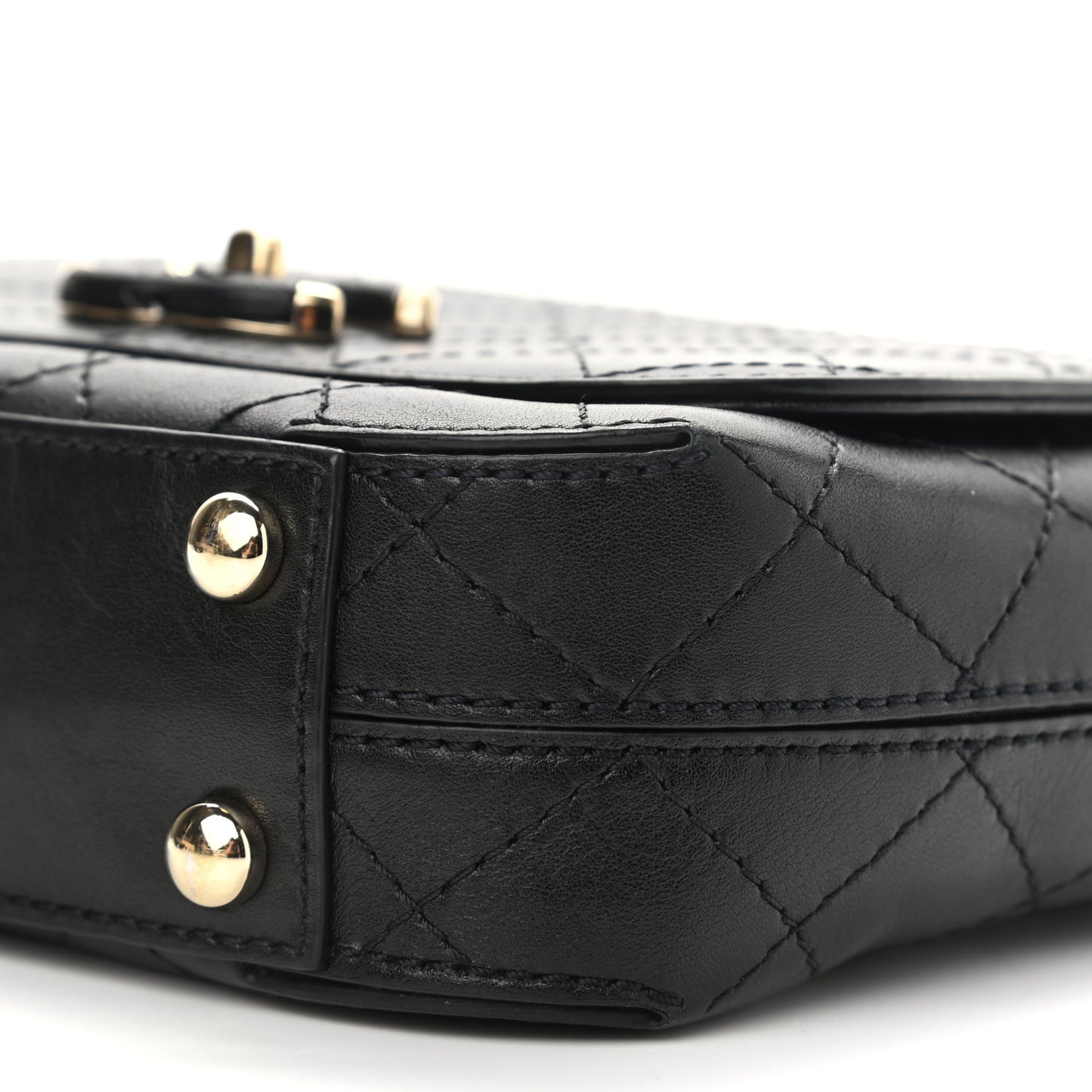 Calfskin Stitched Small Covered CC Flap Bag Black