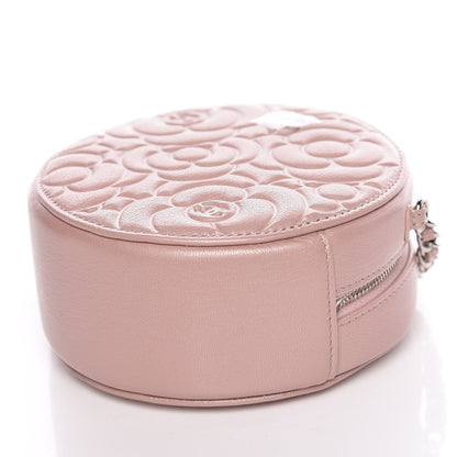 Chanel Lambskin Camellia Quilted Round Clutch With Chain Light Pink 9 of 10