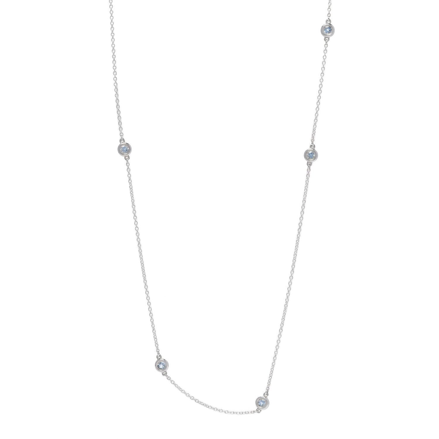 Tiffany Sterling Silver Aquamarine Elsa Peretti Color By The Yard Sprinkle Necklace 1 of 6