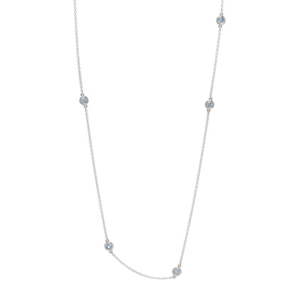 Tiffany Sterling Silver Aquamarine Elsa Peretti Color By The Yard Sprinkle Necklace 1 of 6