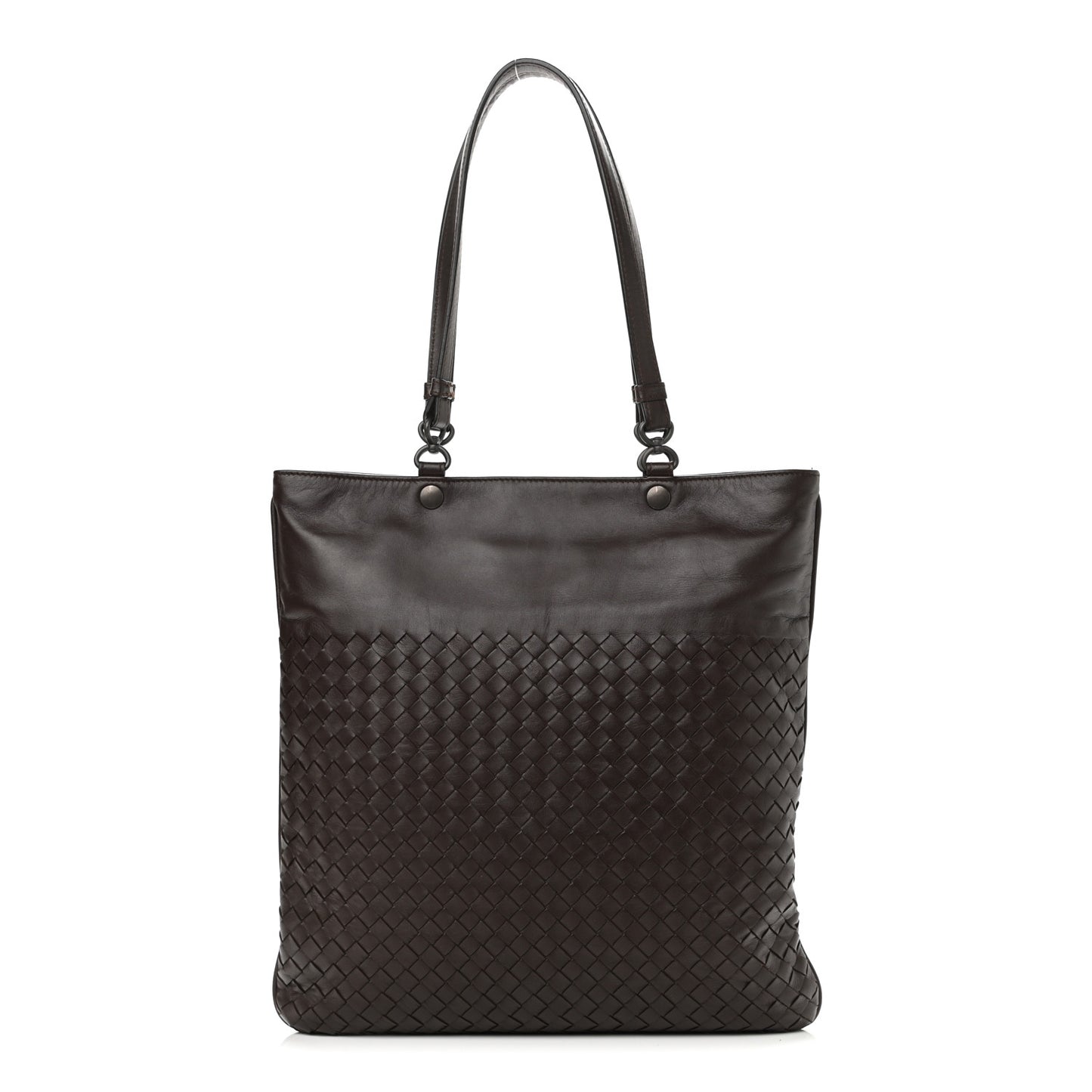Nappa Intrecciato Flat Shoulder Bag Ebano