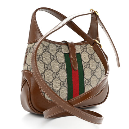 Gucci GG Supreme Monogram Azalea Calfskin Web Mini Jackie 1961 Hobo Beige Ebony Brown Sugar 3 of 10
