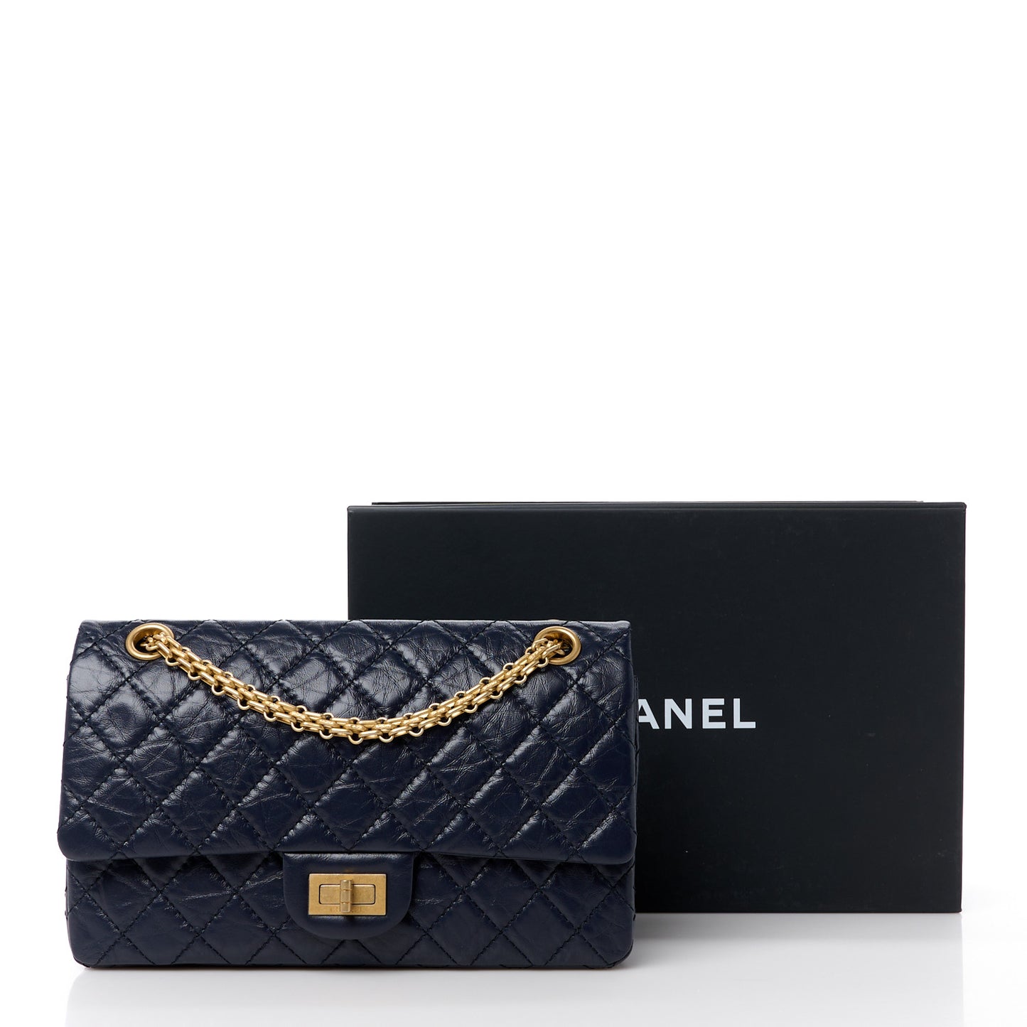 Aged Calfskin Quilted 2.55 Reissue 225 Flap Navy