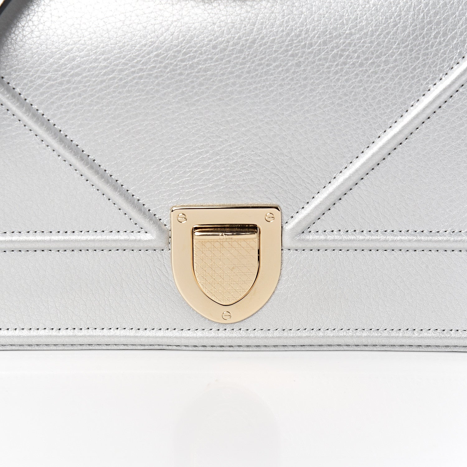 Christian Dior Metallic Grained Calfskin Medium Diorama Flap Bag Silver 10 of 10