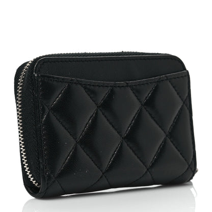 Chanel Lambskin Quilted Zip Coin Purse Black 3 of 8