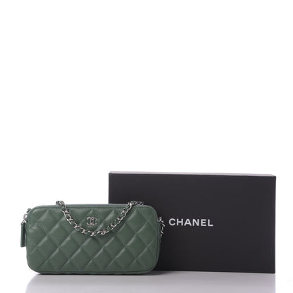 Chanel Lambskin Quilted Small Clutch With Chain Green 11 of 11