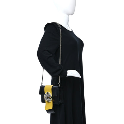 Prada City Calf Crystal Embellished Ribbon Bag Black 2 of 9