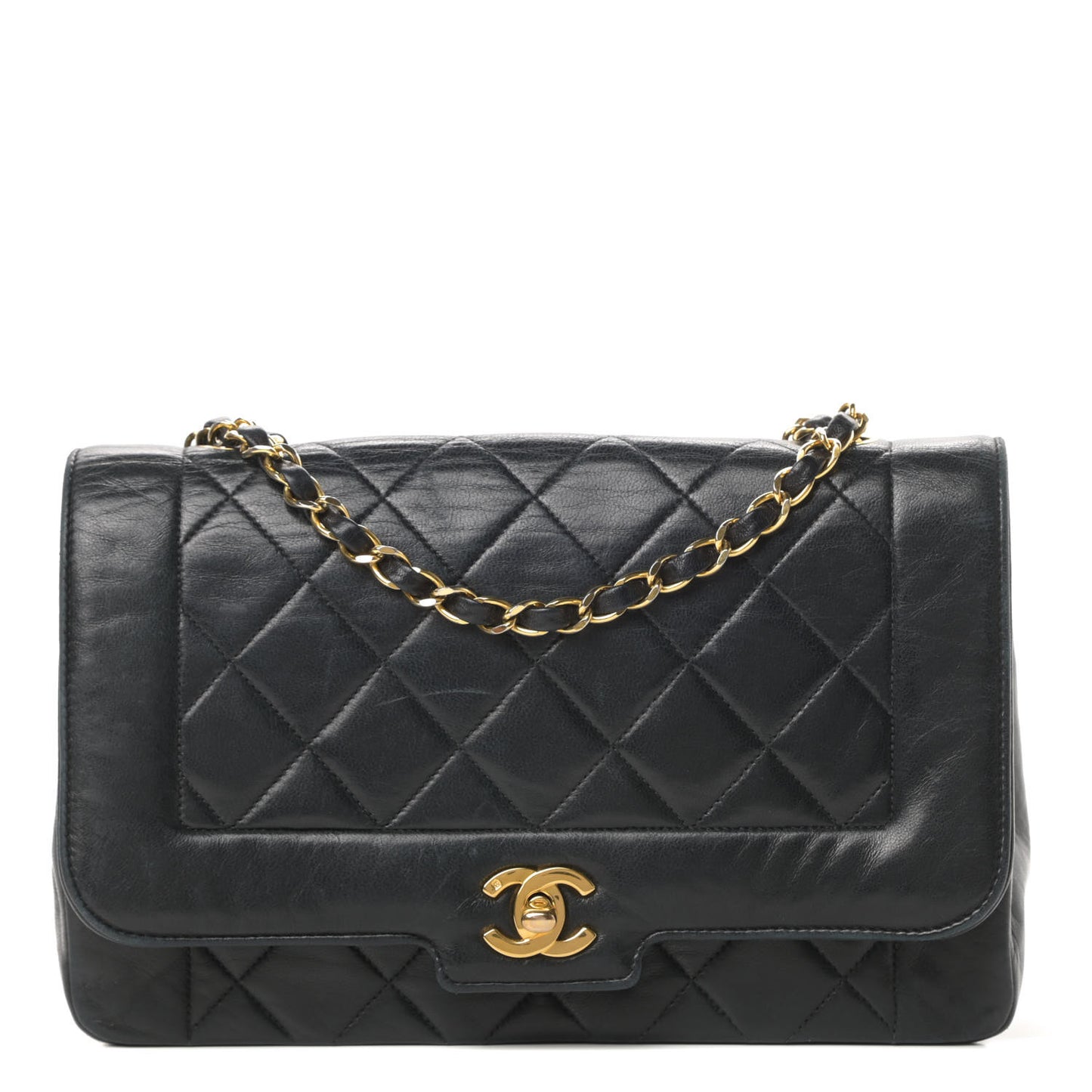 Lambskin Quilted Medium Single Flap Black