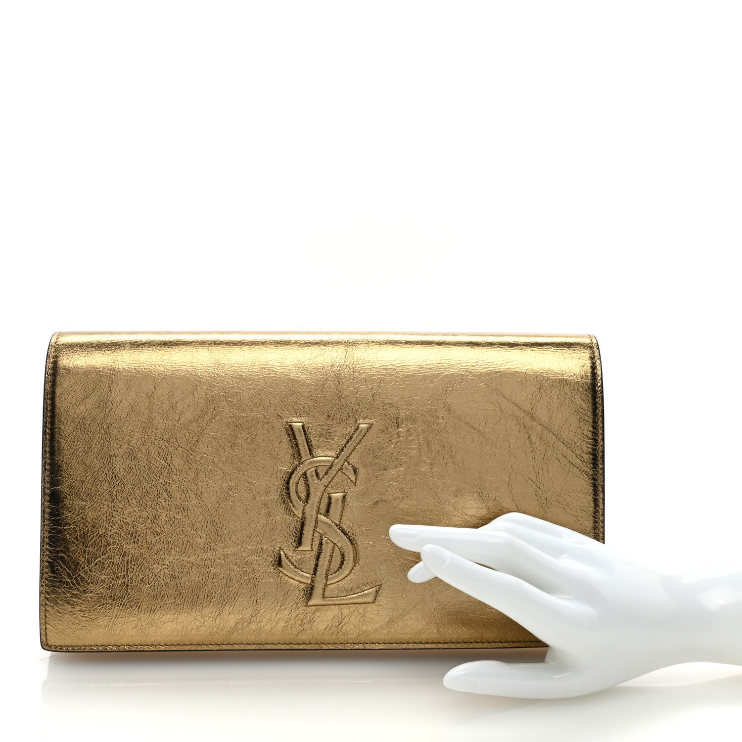 Saint Laurent Metallic Calfskin Monogram Large Belle De Jour Clutch Gold 2 of 6