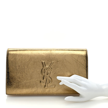 Saint Laurent Metallic Calfskin Monogram Large Belle De Jour Clutch Gold 2 of 6