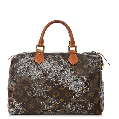 Louis Vuitton Monogram Dentelle Speedy 30 Silver 1 of 15