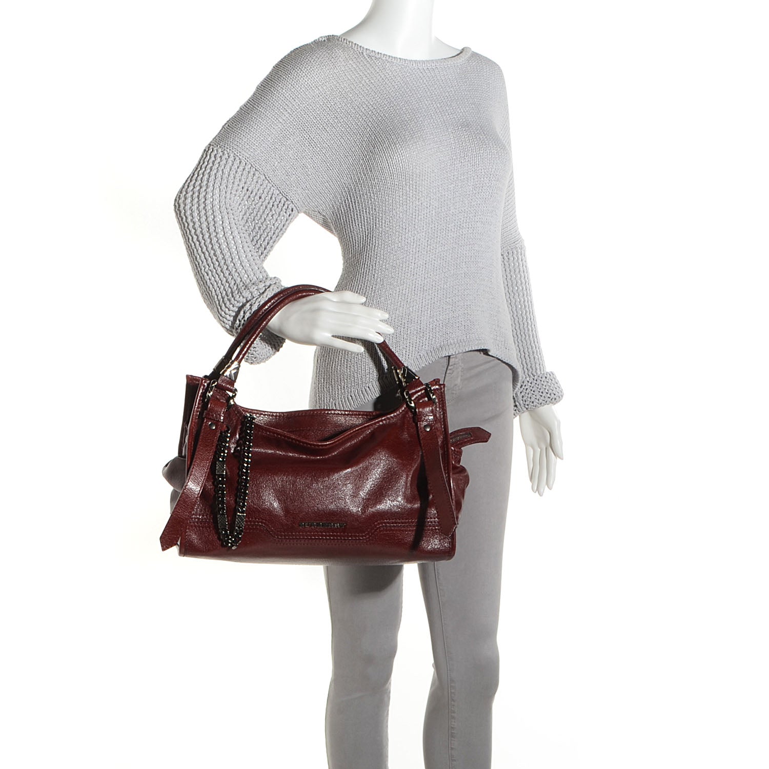 Burberry Leather Ashmore Tote Burgundy 2 of 9