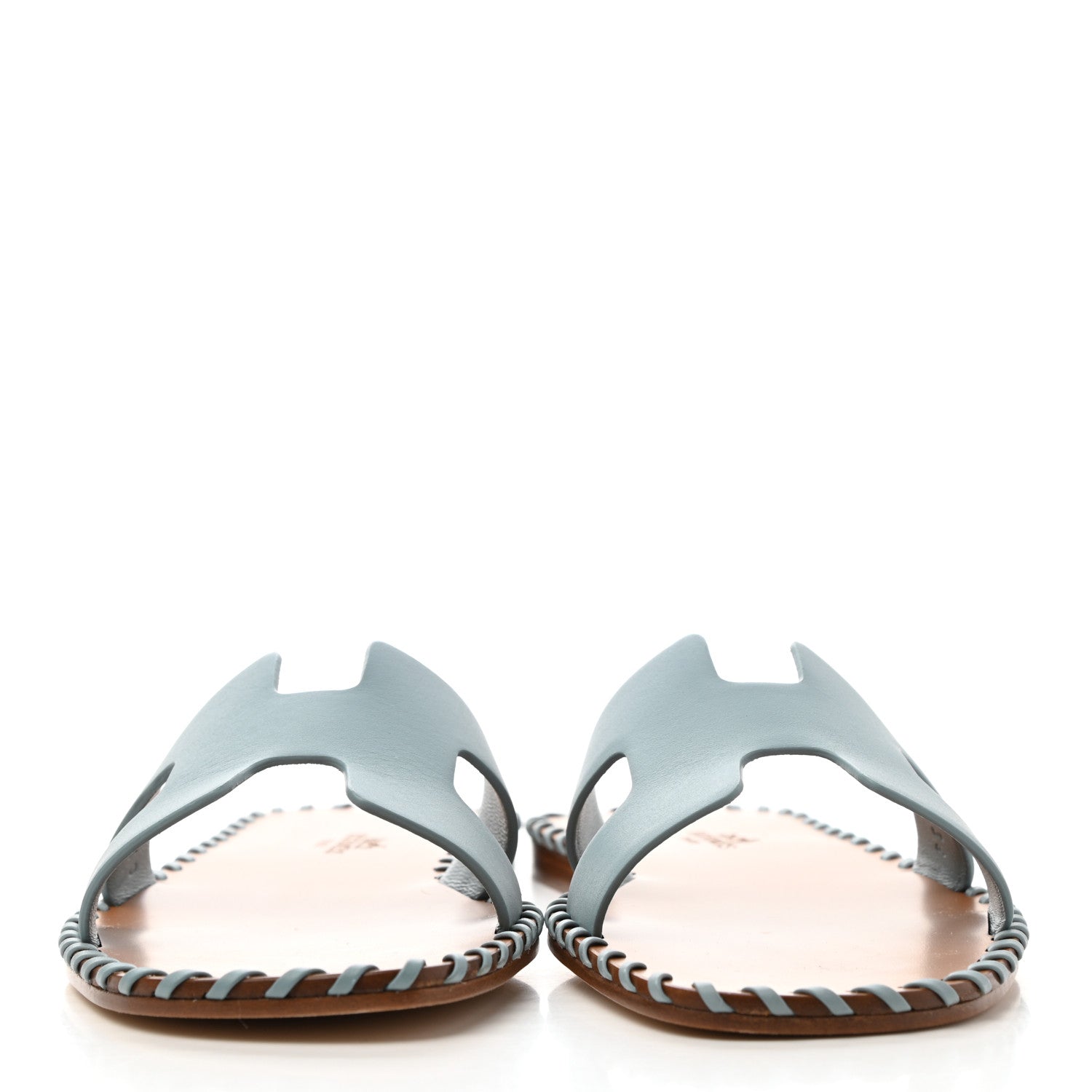 Hermes Calfskin Braided Oran Sandals 35.5 Vert D'Eau 2 of 9