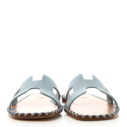 Hermes Calfskin Braided Oran Sandals 35.5 Vert D'Eau 2 of 9