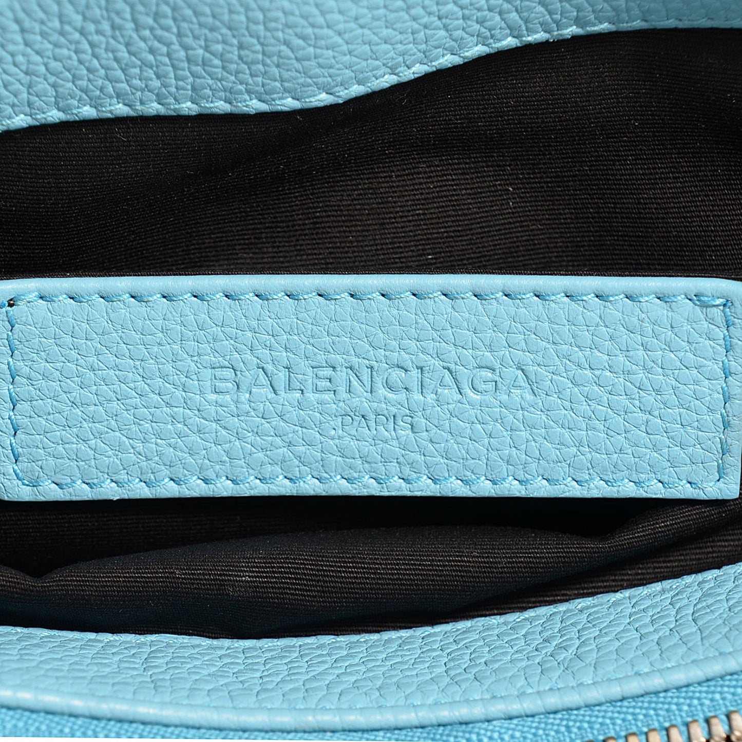 Grained Calfskin Le Dix Small Soft Cartable Bleu Azur