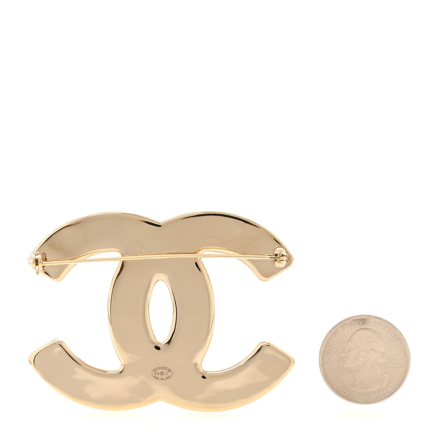 Chanel Crystal Enamel CC Brooch White Grey 2 of 3