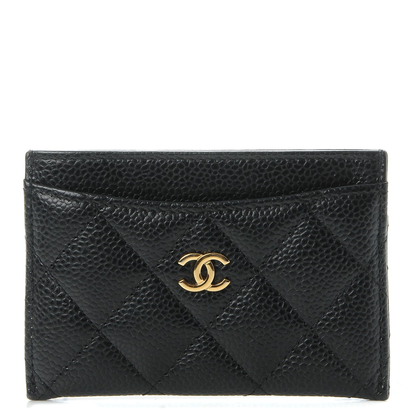 Caviar Quilted Card Holder Black