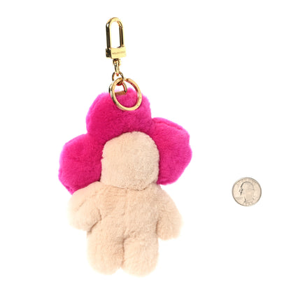 Louis Vuitton Mink Fur Vivienne Vision Bag Charm Key Holder Pink Beige 2 of 3