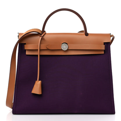 Hermes Toile Vache Hunter Herbag Zip 31 PM Cassis Fauve 3 of 13
