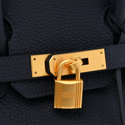 Hermes Togo Horseshoe Birkin 30 Bleu Nuit Black 3 of 9