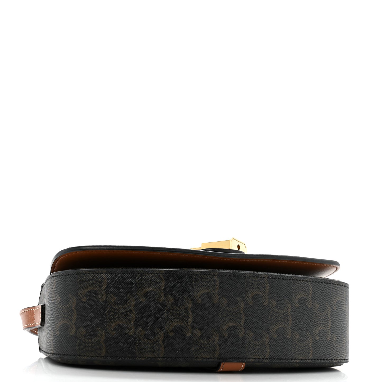 Triomphe Canvas Calfskin Tabou Clutch on Strap Tan