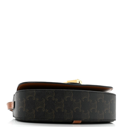 Celine Triomphe Canvas Calfskin Tabou Clutch on Strap Tan 4 of 12