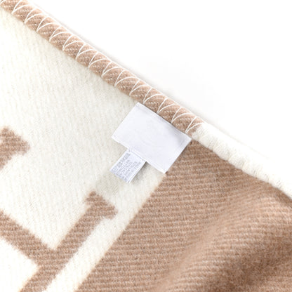 Hermes Wool Cashmere Avalon Baby Blanket Noisette Moyen White 3 of 3