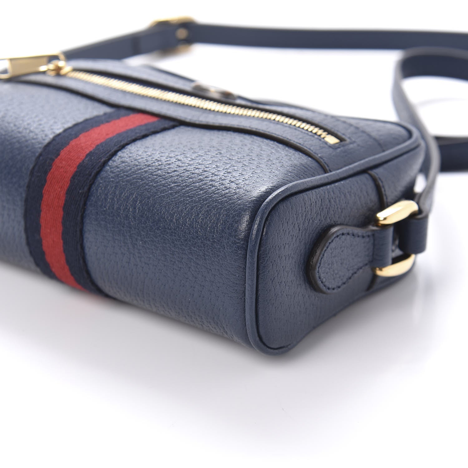 Gucci Textured Calfskin Web Mini Ophidia Shoulder Bag Blue Agata 7 of 11