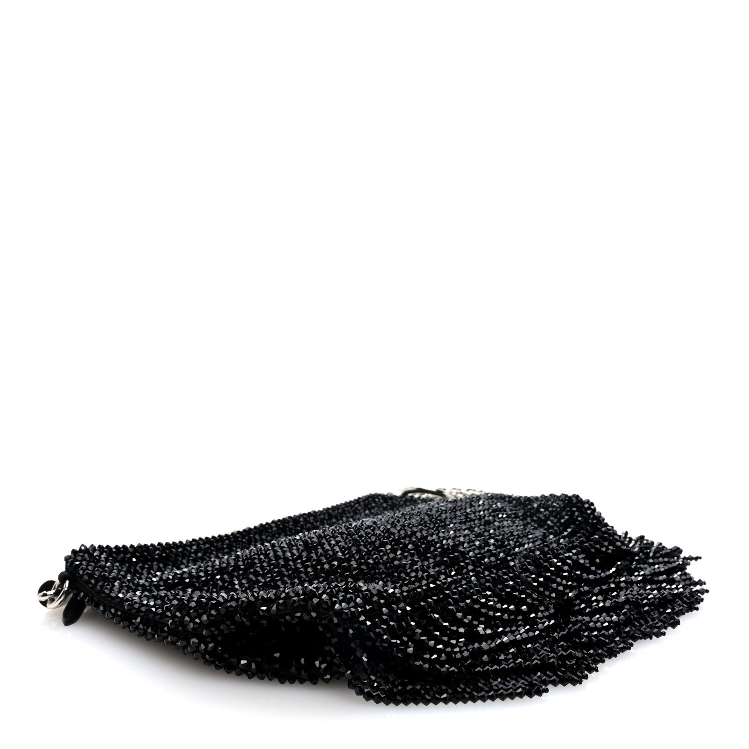 Jimmy Choo Satin Bead Embellished Callie Fringe Tassel Chain Evening Bag Black 4 of 9