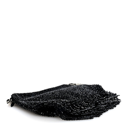 Jimmy Choo Satin Bead Embellished Callie Fringe Tassel Chain Evening Bag Black 4 of 9