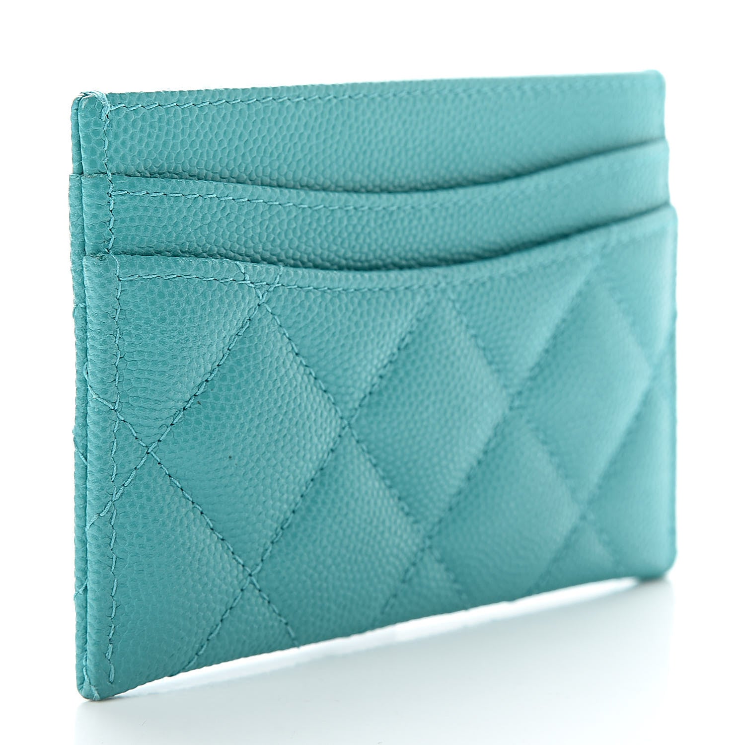 Chanel Caviar Quilted Card Holder Turquoise 3 of 9