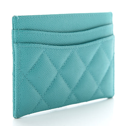 Chanel Caviar Quilted Card Holder Turquoise 3 of 9