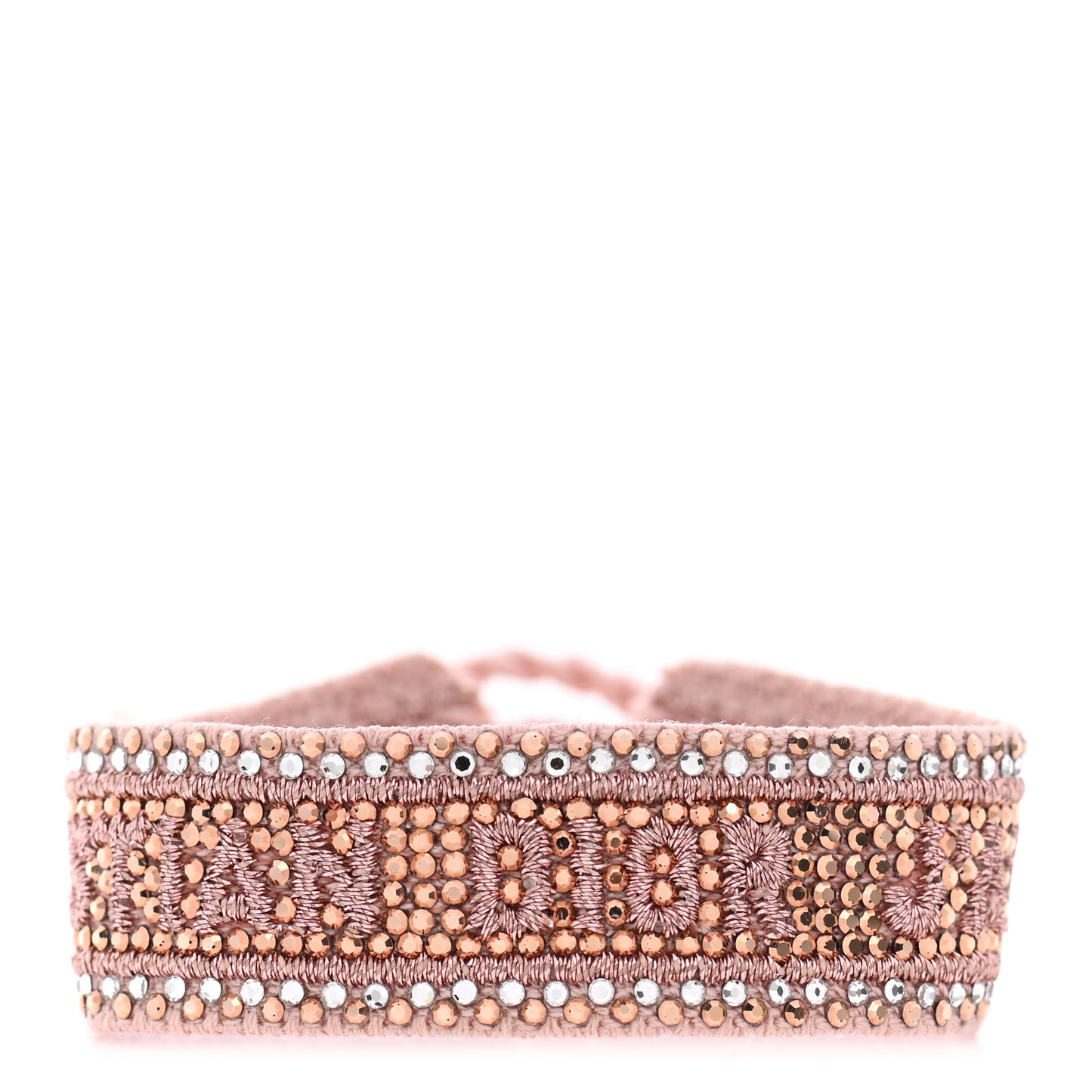 Woven Cotton Crystal Embroidered J'Adior Friendship Bracelet Pink