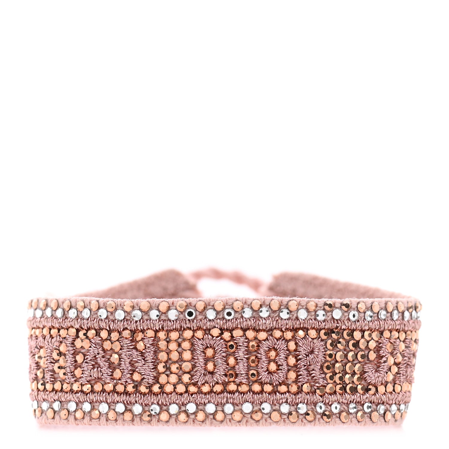 Christian Dior Woven Cotton Crystal Embroidered J'Adior Friendship Bracelet Pink 1 of 8