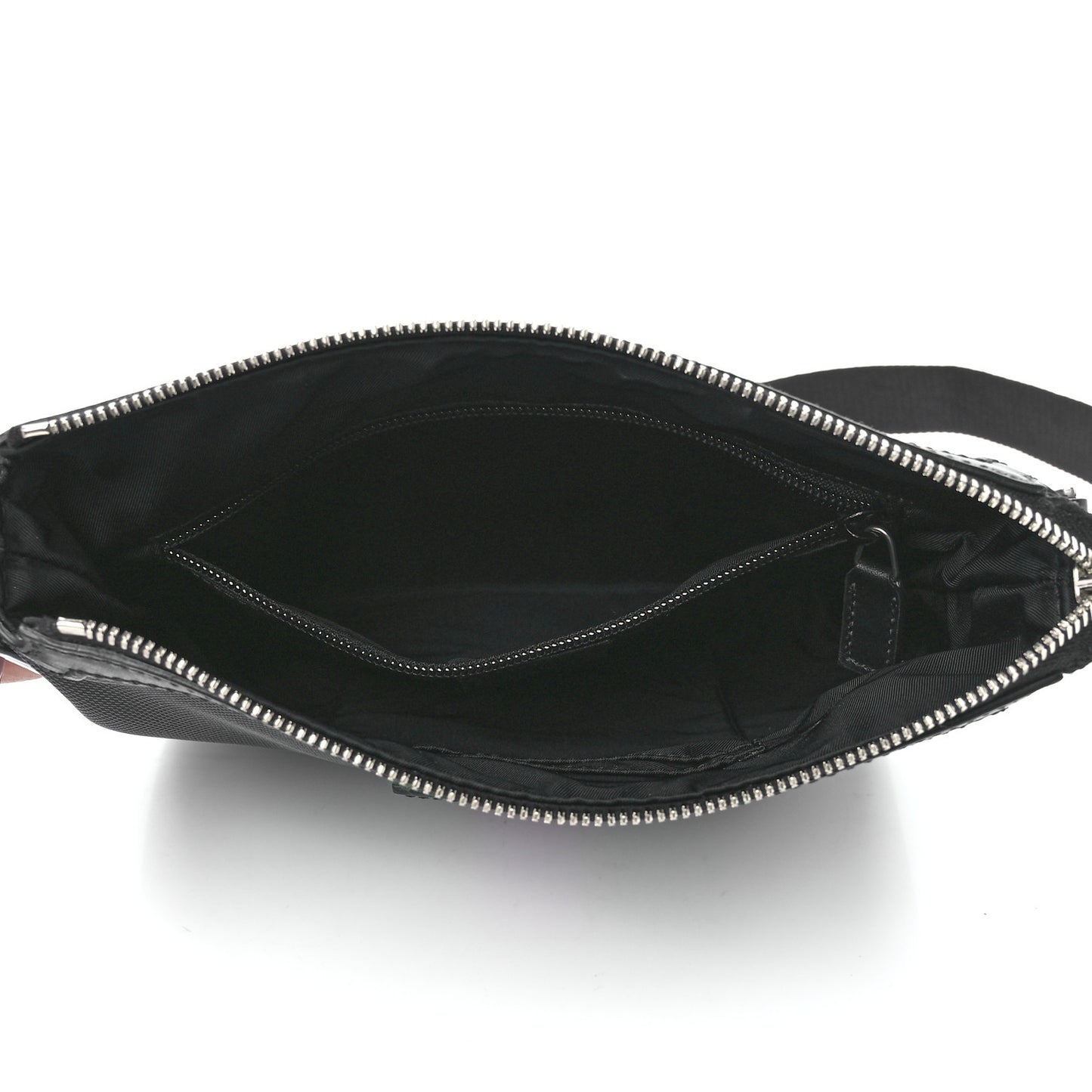 Techno Canvas Selleria Calfskin Web Small Flat Messenger Bag Black