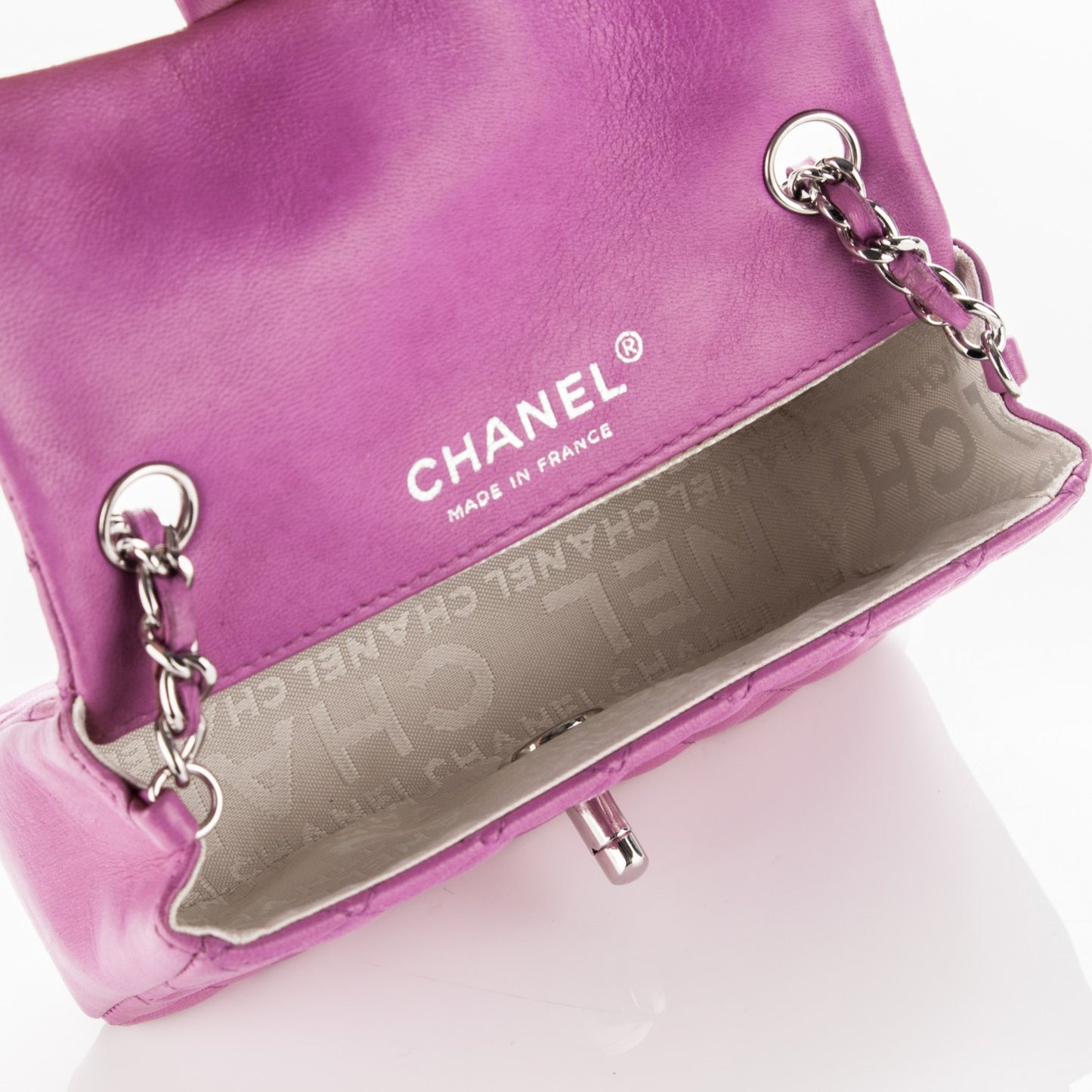Lambskin Extra Mini Rectangular Ladybug Flap Purple