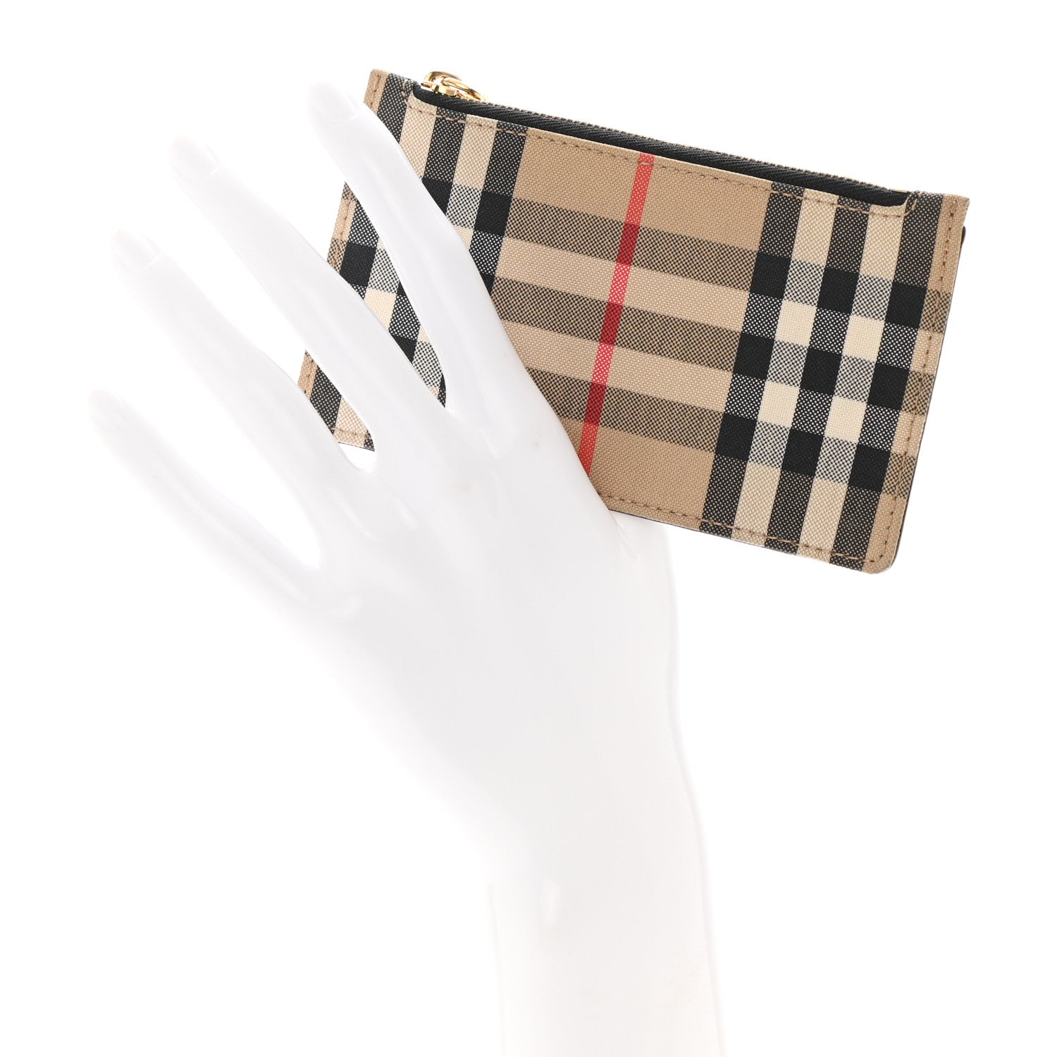 Burberry Vintage Check Calfskin Coin Case Card Holder Black 2 of 6
