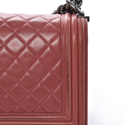 Chanel Lambskin Quilted Medium Boy Flap Dark Pink 15 of 16