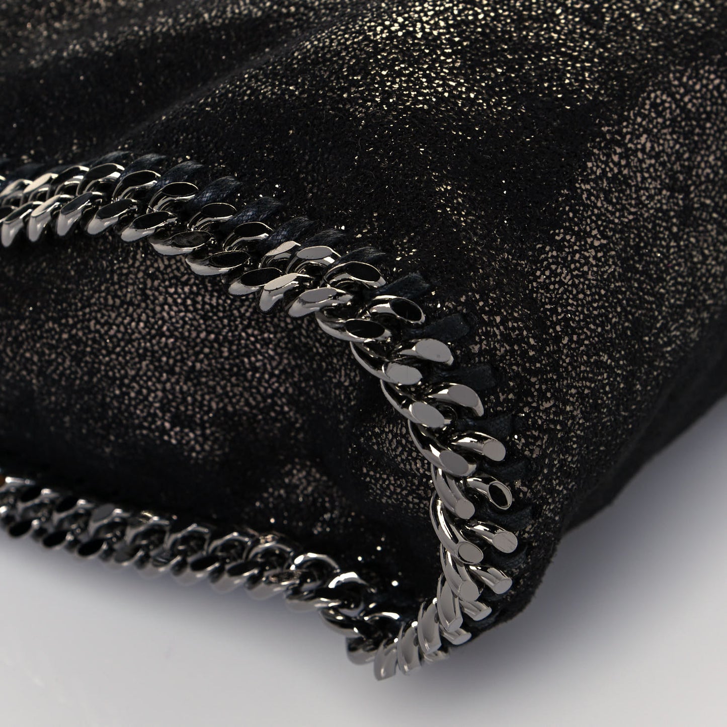 Metallic Shaggy Deer Falabella Fold Over Tote Black