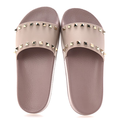 Valentino Garavani Rubber Rockstud Slide Sandals 37 Poudre 2 of 9